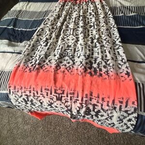 Women's Black and Pink Patterned Skirt